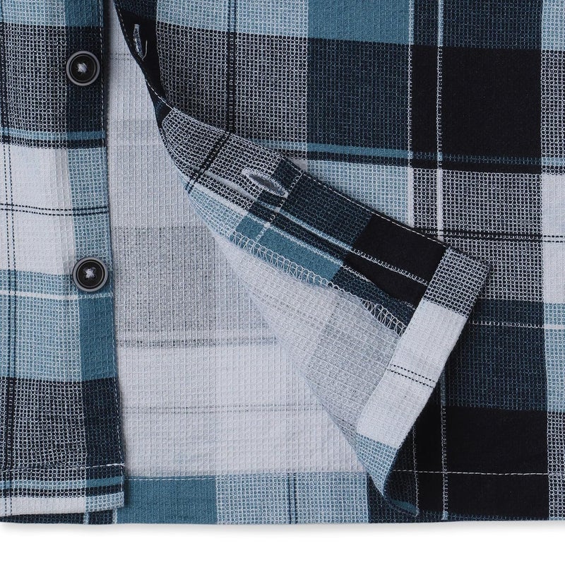 CAVIO Boys Cotton Checks Full Sleeves Shackets Shirt and T-Shirt - Image 5
